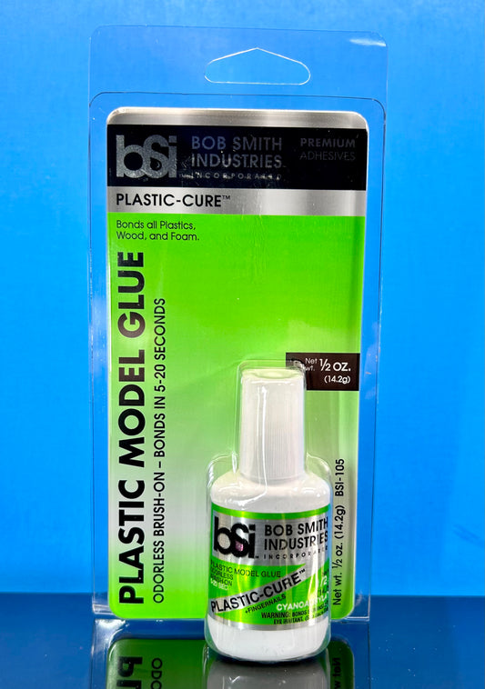 Bob Smith Plastic-Cure Plastic Model Glue w/ Applicator Brush  (4) oz.