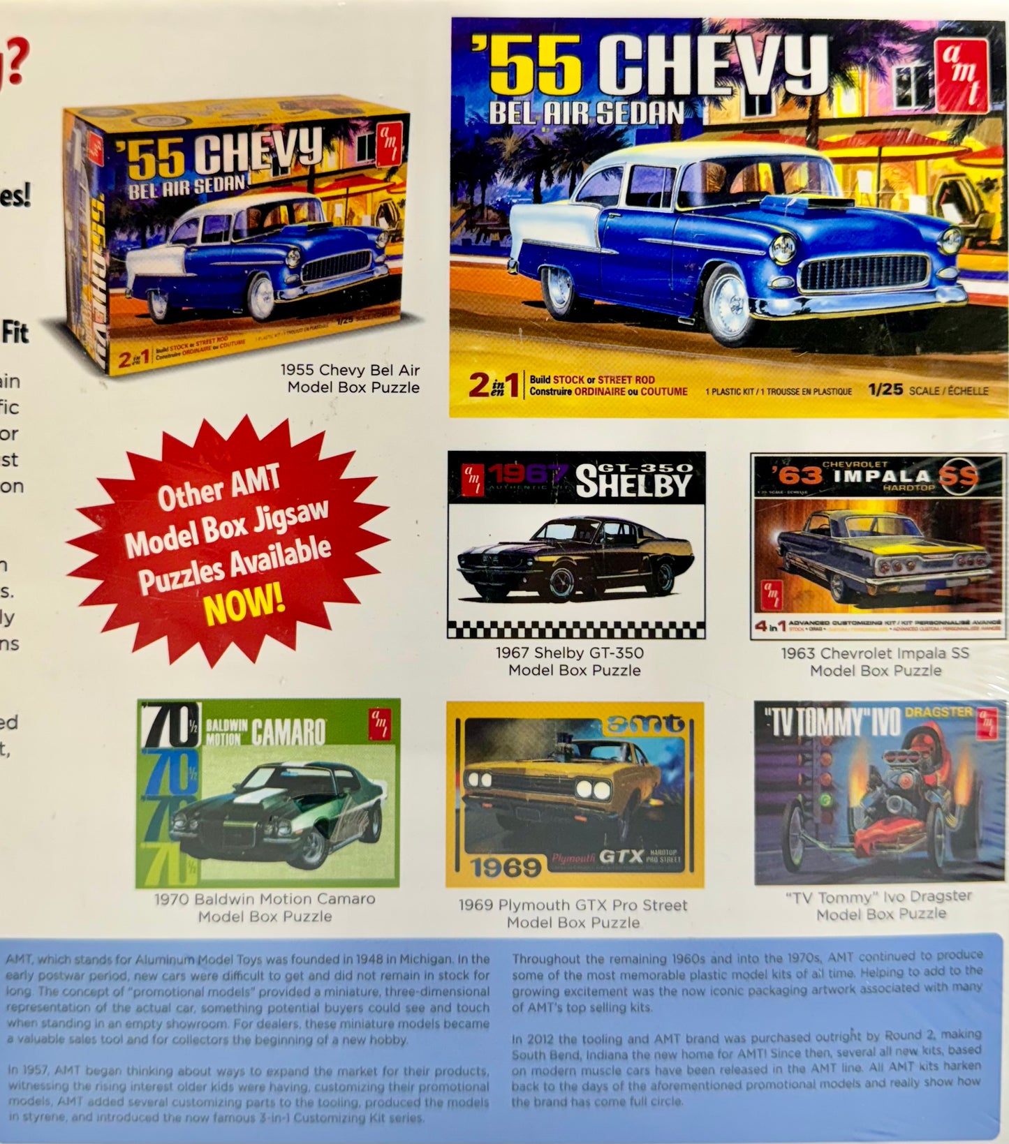AMT 1955 Chevy Bel Air Sedan 1000 Piece Jigsaw Puzzle AWAC009/12 Factory Sealed