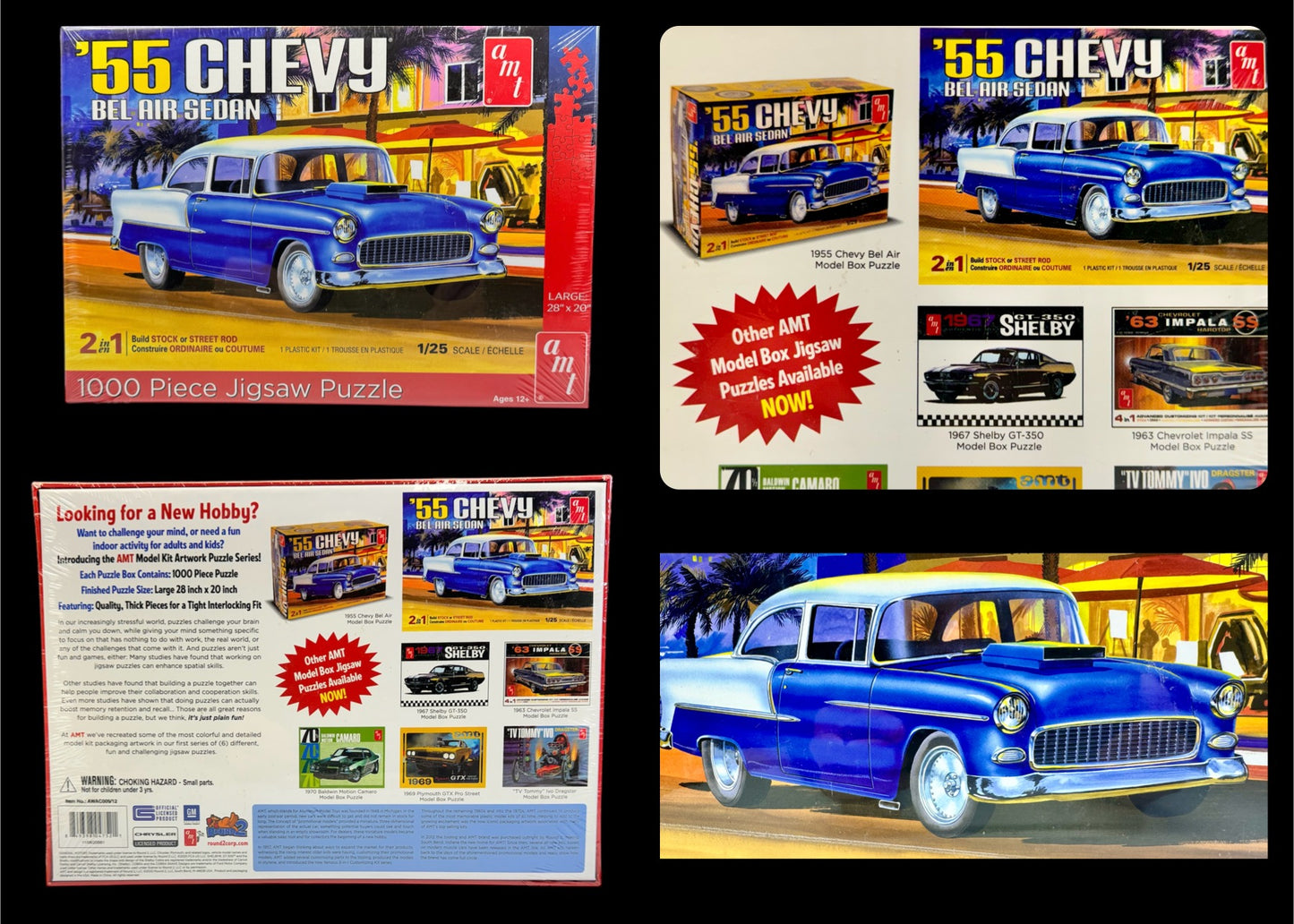 AMT 1955 Chevy Bel Air Sedan 1000 Piece Jigsaw Puzzle AWAC009/12 Factory Sealed