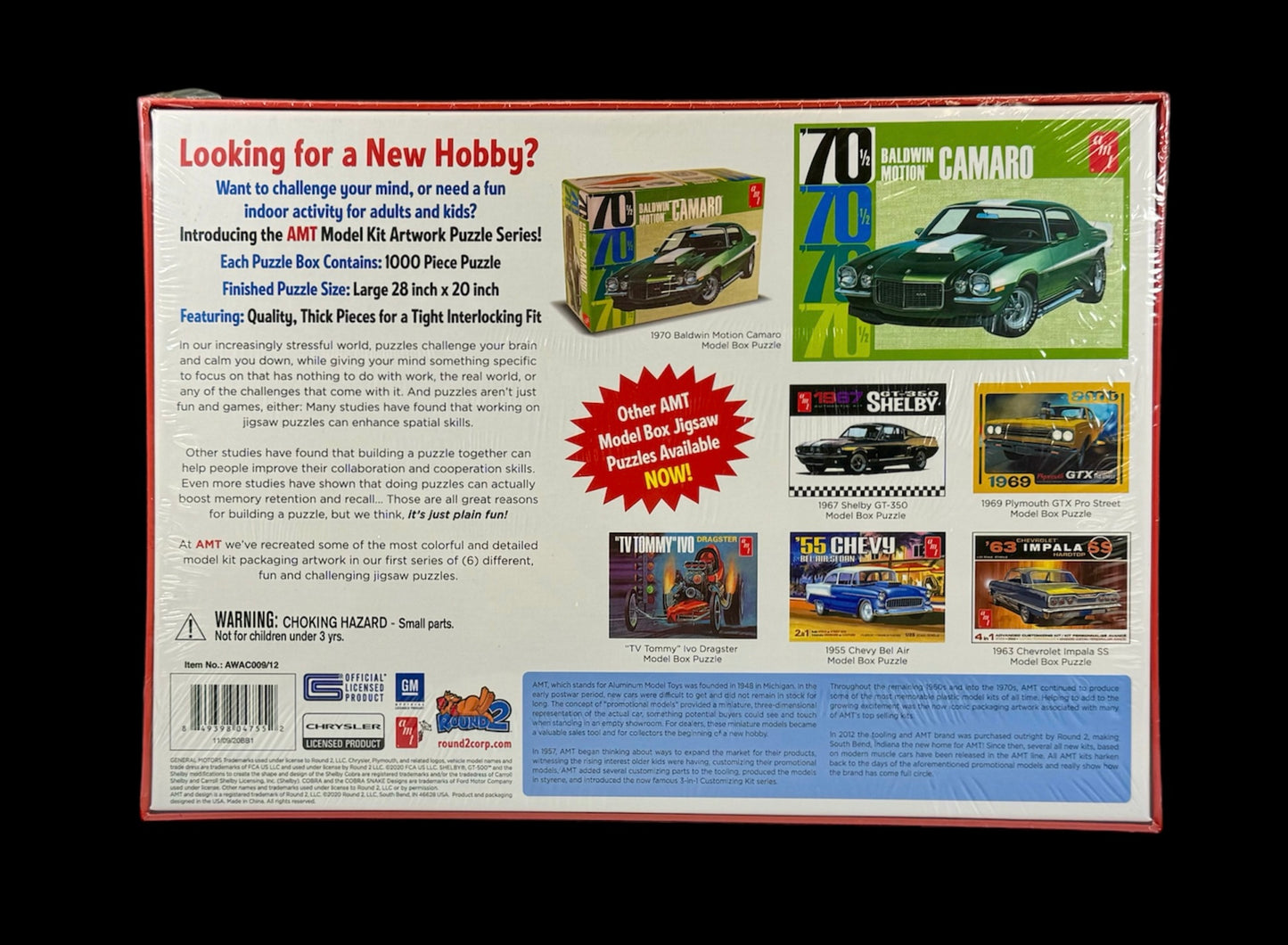 AMT 1970 1/2 Baldwin Motion Camaro 1000 Piece Jigsaw Puzzle AWAC009/12 Factory Sealed Box