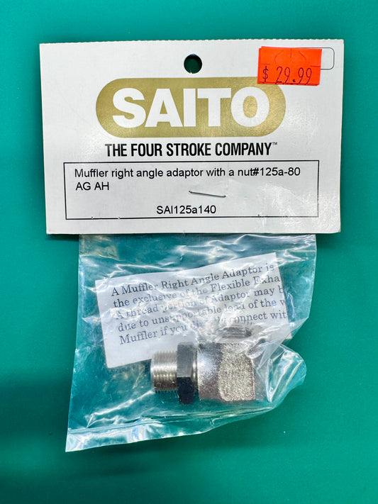 Genuine Saito Muffler Right Angle Adapter w/Nut #SAI125a140 New in Package