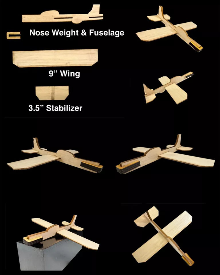 Lot of (2) Innovative New Hand Launch "Tuff Gliders" 9" Wingspan Precision Laser Cut Balsa Made In The U.S.A.